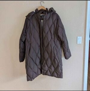 Brown Feather Down Quilted Jacket